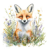 Foxes in Wildflowers Fabric Panel 3