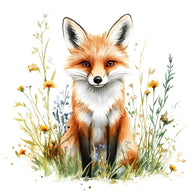 Foxes in Wildflowers Fabric Panel 4