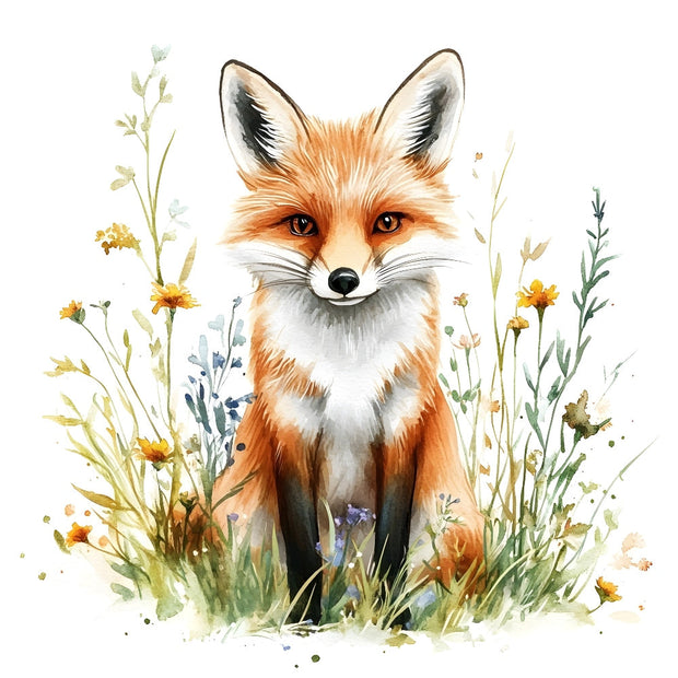 Foxes in Wildflowers Fabric Panel 4