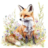 Foxes in Wildflowers Fabric Panel 9