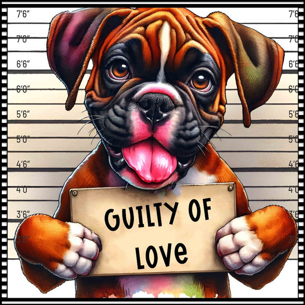 Funny Dog Mugshots Boxer Fabric Panel