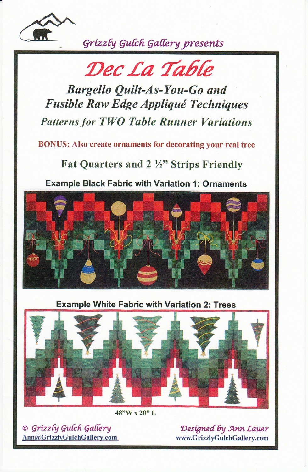 Dec La Table Table Runner Pattern