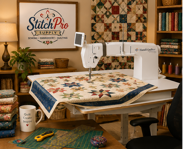 Handi Quilter Amara Sit-Down Longarm Quilting Machine with Lift Table | Professional Precision Quilting System