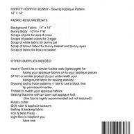 Hippity Hoppity Bunny Sewing Applique Embroidery Pattern