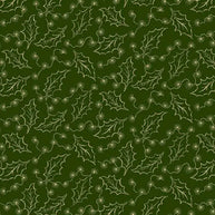 Hunter Green Holly Cozy Christmas Cotton Wideback Fabric per yard