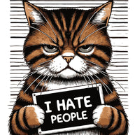 I Hate People Cat Mugshot Fabric Panel