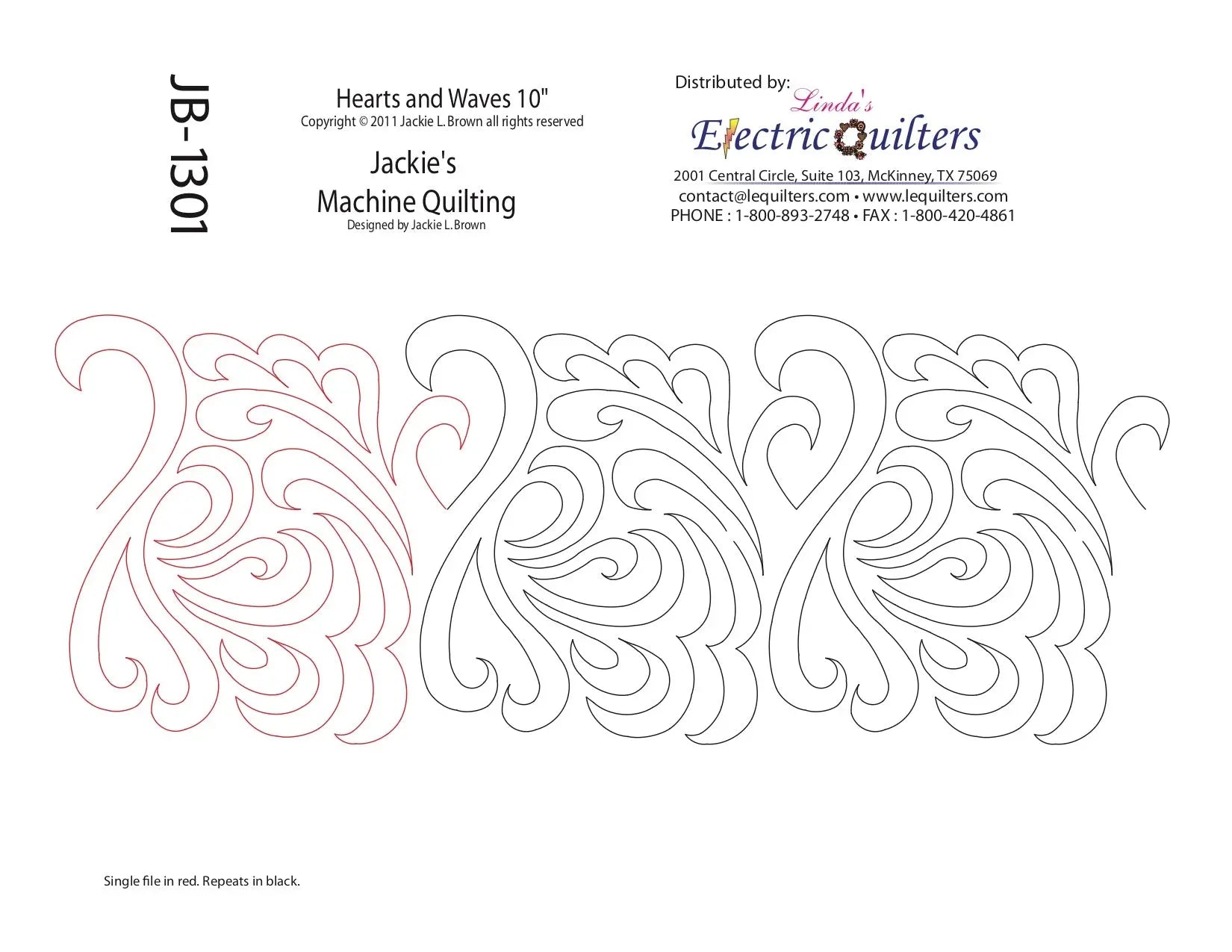 1301 Hearts And Waves Pantograph by Jackie Brown