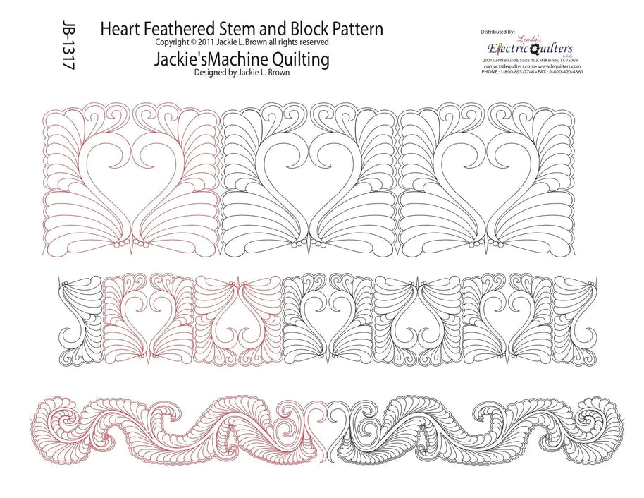 1317 Heart Feathered Stem Pantograph by Jackie Brown
