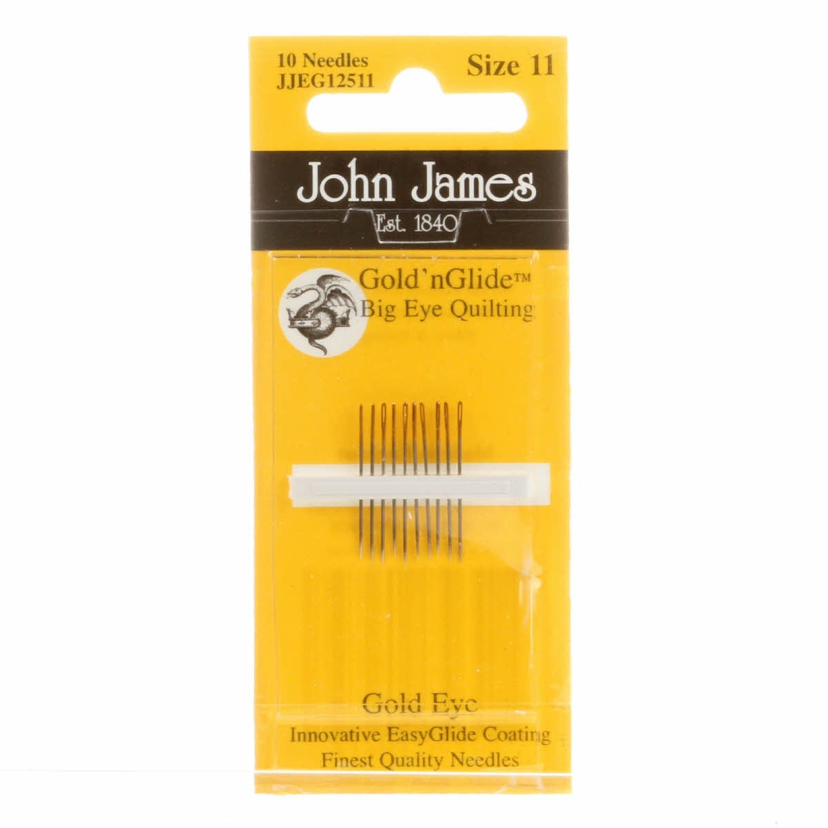 John James Gold'N Glide Big Eye Between / Quilting Needles Size 11 10ct