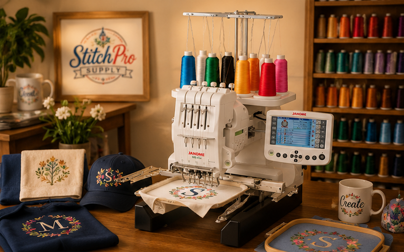 Janome MB-4Se Four-Needle Embroidery Machine | Professional Multi-Needle Commercial Embroidery System