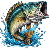 Jumping Bass Fish Fabric Panel 3