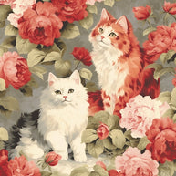 Kittens in the Rose Garden Fabric Panel 4
