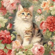 Kittens in the Rose Garden Fabric Panel 5