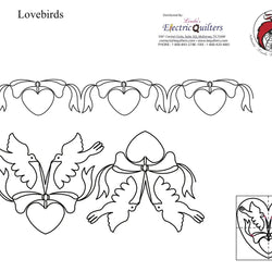 166 Lovebirds Pantograph with Blocks by Linda V. Taylor