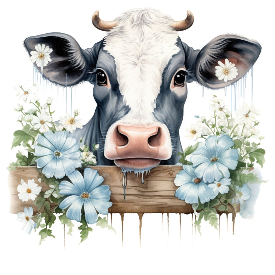 Light Blue Farm Animals Fabric Panel 13