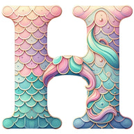 Mermaid Letter H Fabric Panel