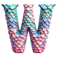Mermaid Letter W Fabric Panel