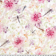 Multi Wild Dragonfly Digital Cuddle Elderberrry Fabric per yard
