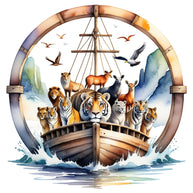 Noah's Ark Round Fabric Panel 16