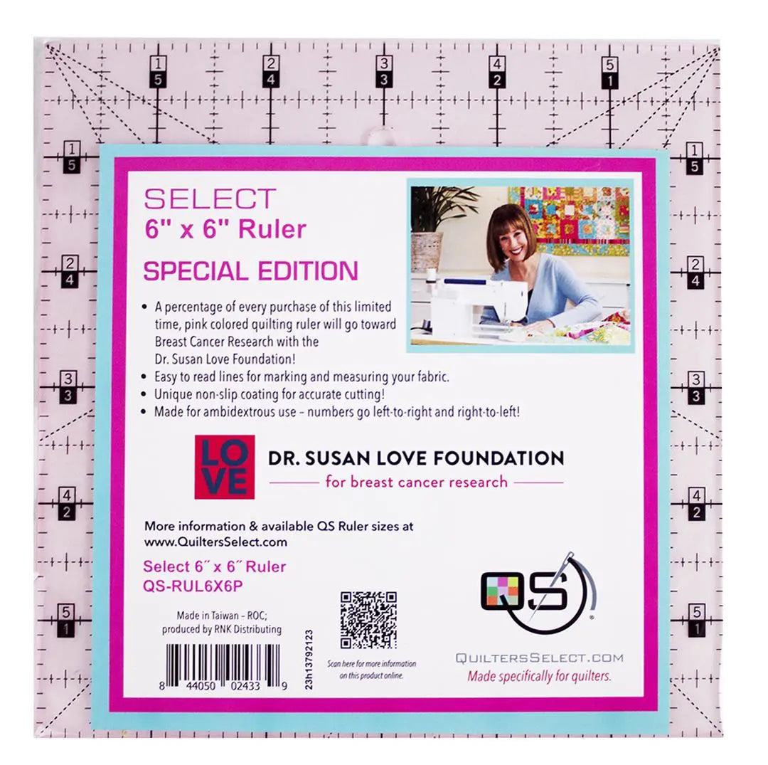 Quilters Select Pink Non-Slip Ruler 6