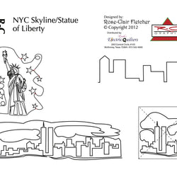 1507 Nyc Skyline And The Statue Of Liberty Pantograph Rose-Clair Fletcher