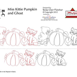 1514 Miss Kittie Pumpkin And Ghost Pantograph by Rose-Clair Fletcher