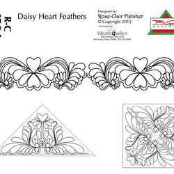 1504 Daisy Heart Feathers Pantograph And Blocks by Rose-Clair Fletcher