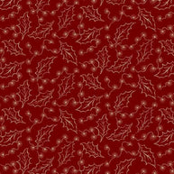 Red Holly Cozy Christmas Cotton Wideback Fabric per yard