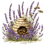 Rustic Beehive with Flowers Fabric Panel 18