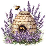 Rustic Beehive with Flowers Fabric Panel 19