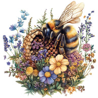 Rustic Beehive with Flowers Fabric Panel 37