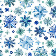 Snowy Sparkle Digital Cuddle Blue Fabric per yard