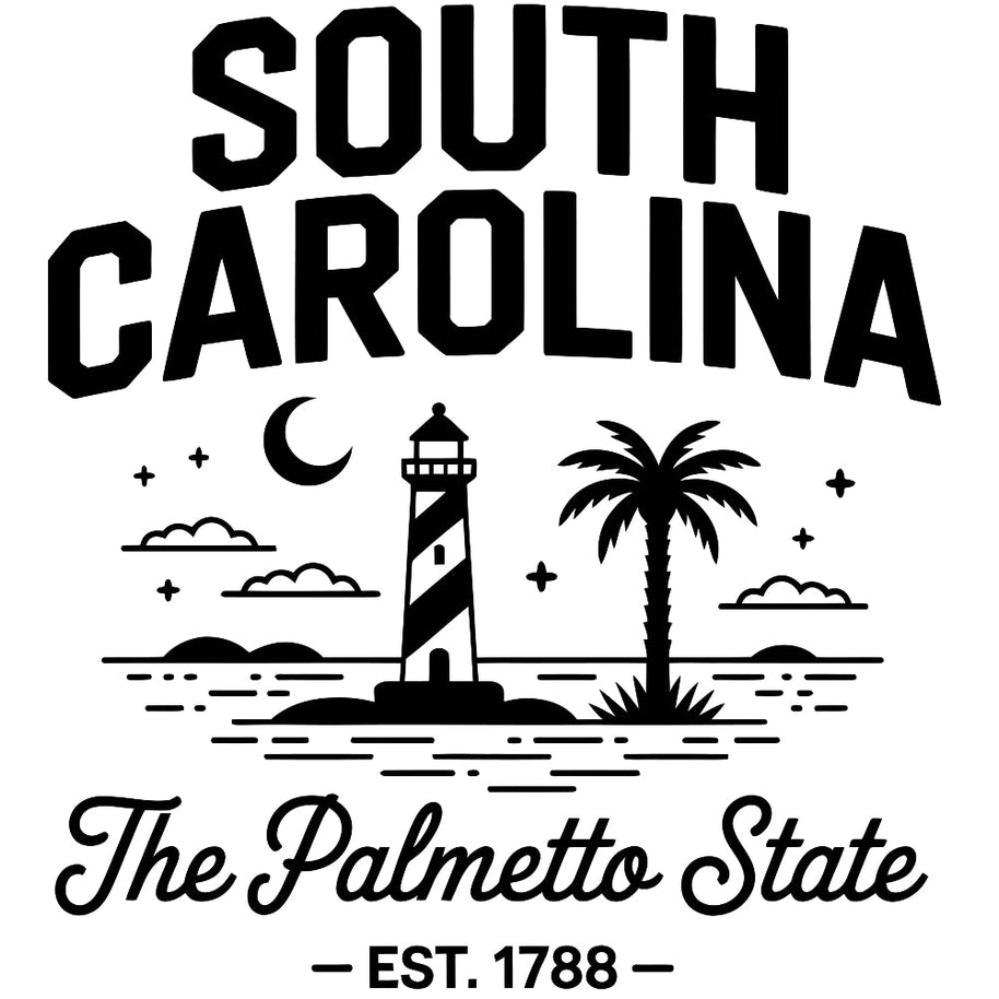 South Carolina Black and White Fabric Panel