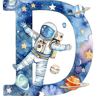 Space Alphabet Letter D Fabric Panel