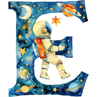 Space Alphabet Letter E Fabric Panel
