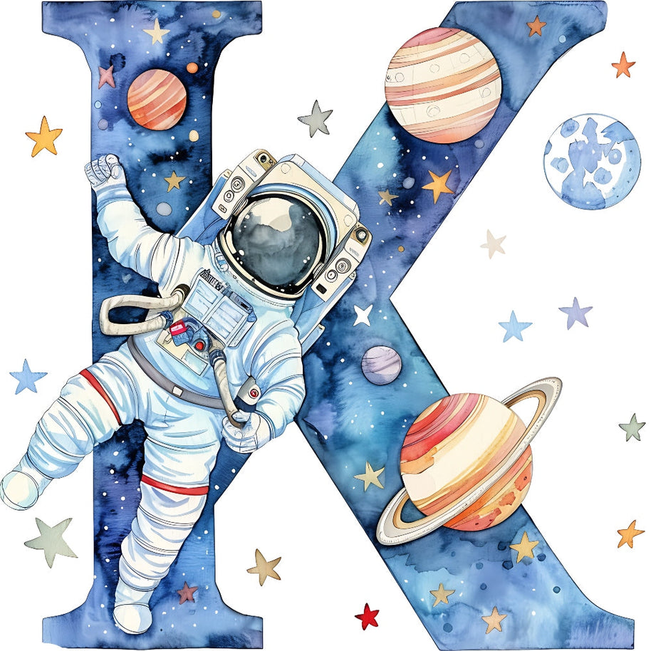 Space Alphabet Letter K Fabric Panel