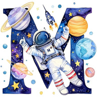 Space Alphabet Letter M Fabric Panel