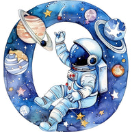 Space Alphabet Letter O Fabric Panel