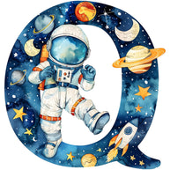 Space Alphabet Letter Q Fabric Panel