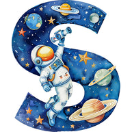 Space Alphabet Letter S Fabric Panel
