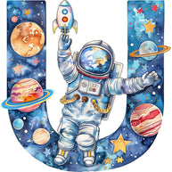 Space Alphabet Letter U Fabric Panel