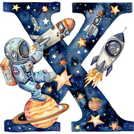 Space Alphabet Letter X Fabric Panel