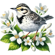 Spring Birds and Flowers Fabric Panel 13