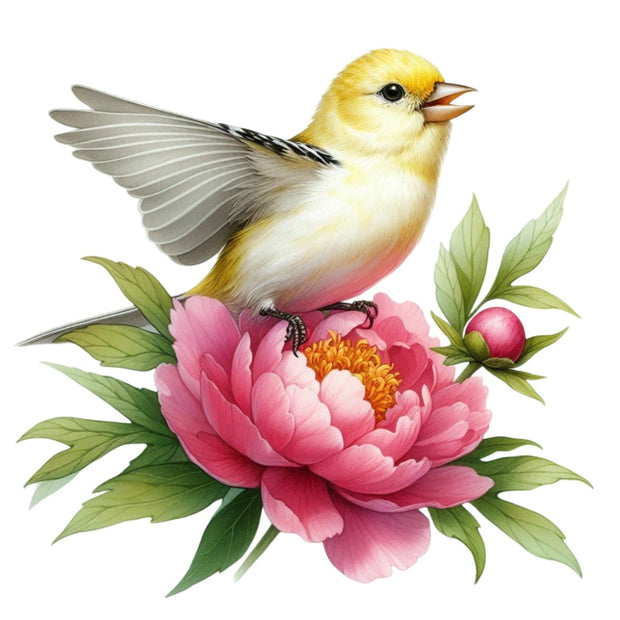 Spring Birds and Flowers Fabric Panel 3