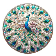 Stained Glass Peacocks Fabric Panel 10