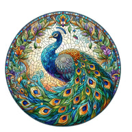 Stained Glass Peacocks Fabric Panel 11