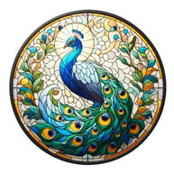 Stained Glass Peacocks Fabric Panel 12