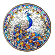 Stained Glass Peacocks Fabric Panel 7