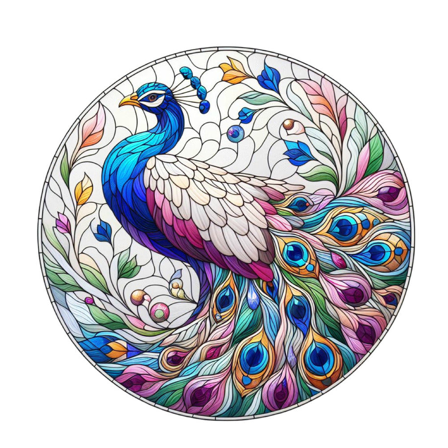 Stained Glass Peacocks Fabric Panel 8
