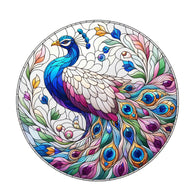 Stained Glass Peacocks Fabric Panel 8